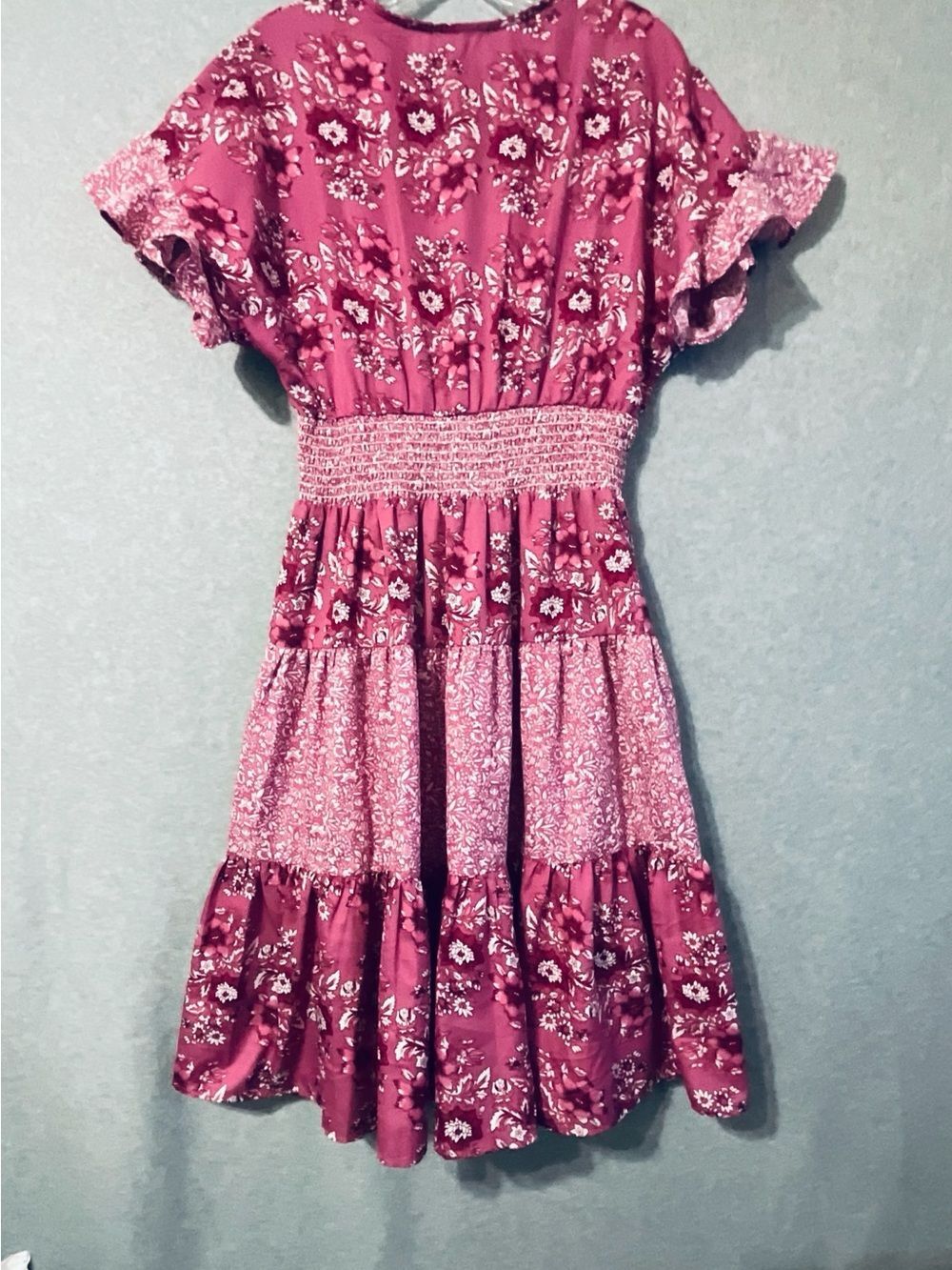 King roads woman  Floral Tiered Dress in Pink Sz S - Picture 7 of 9